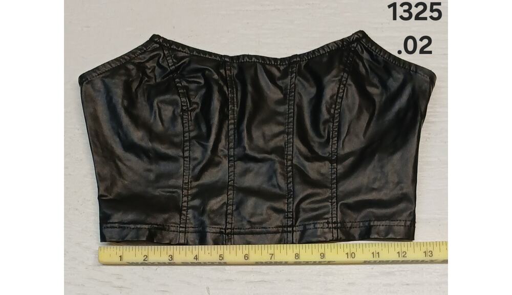 SHEIN (Small) Black Faux Leather Strapless Crop Top